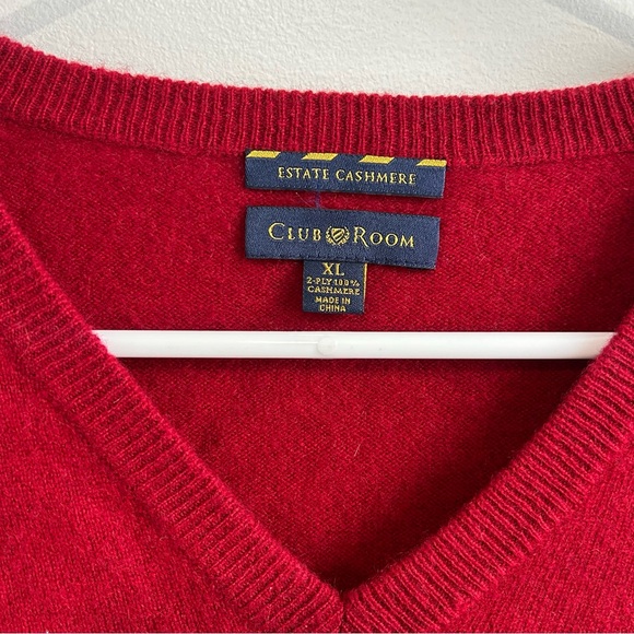 Club Room red cashmere V-neck Sweater 2 Ply Red Men’s Size XL - Picture 4 of 12